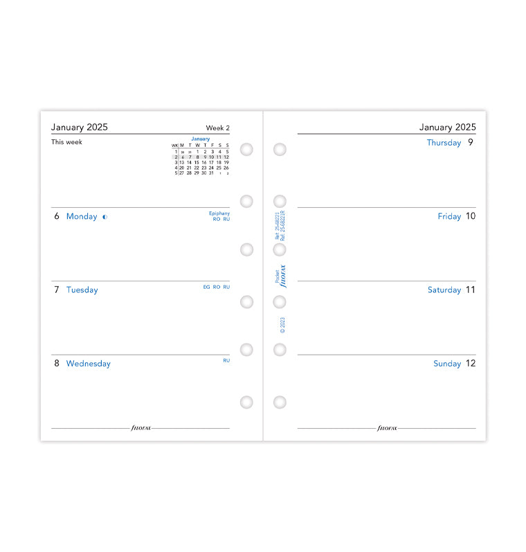 Week On Two Pages Diary - Pocket 2025 English - Recycled Paper