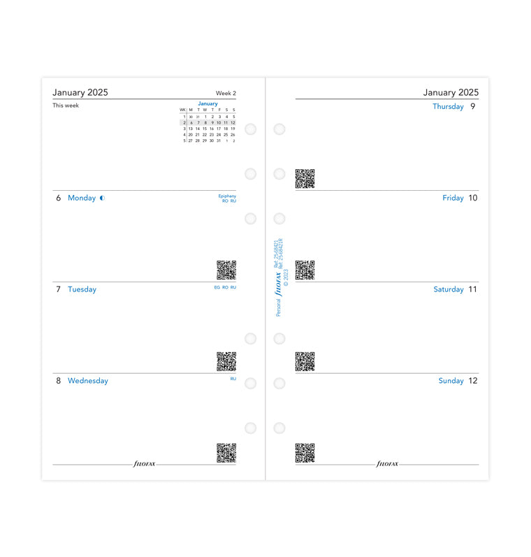 Week On Two Pages Diary - Personal 2025 English - Recycled Paper