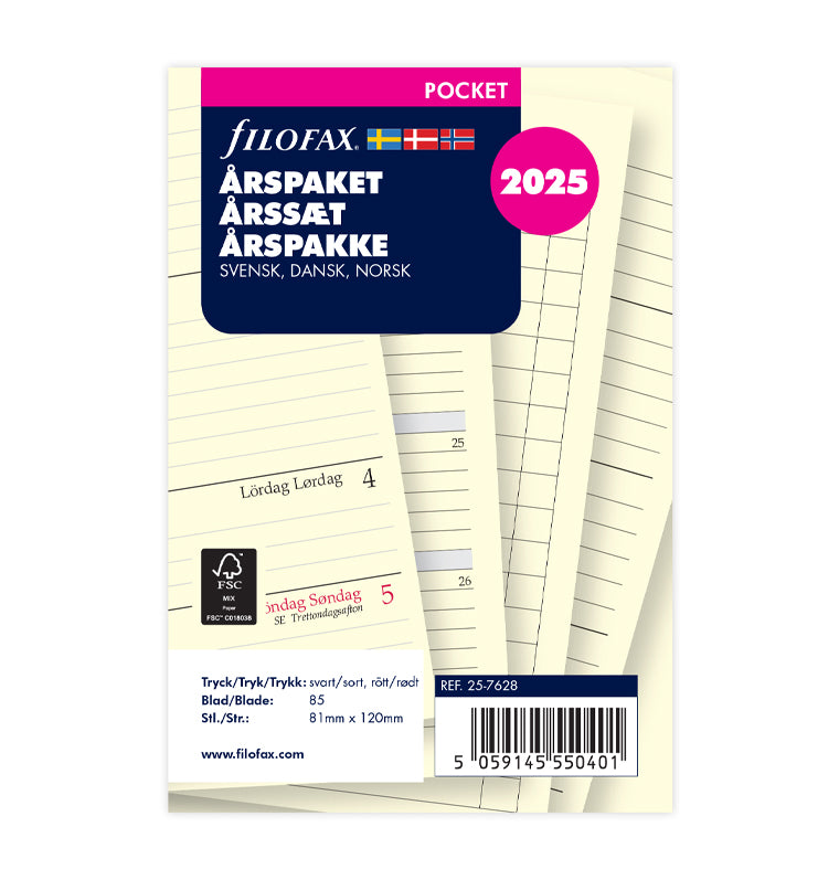 Årspaket Vecka/Uppslag Svensk/ Dansk/ Norsk Pocket 2025 - 25-7628