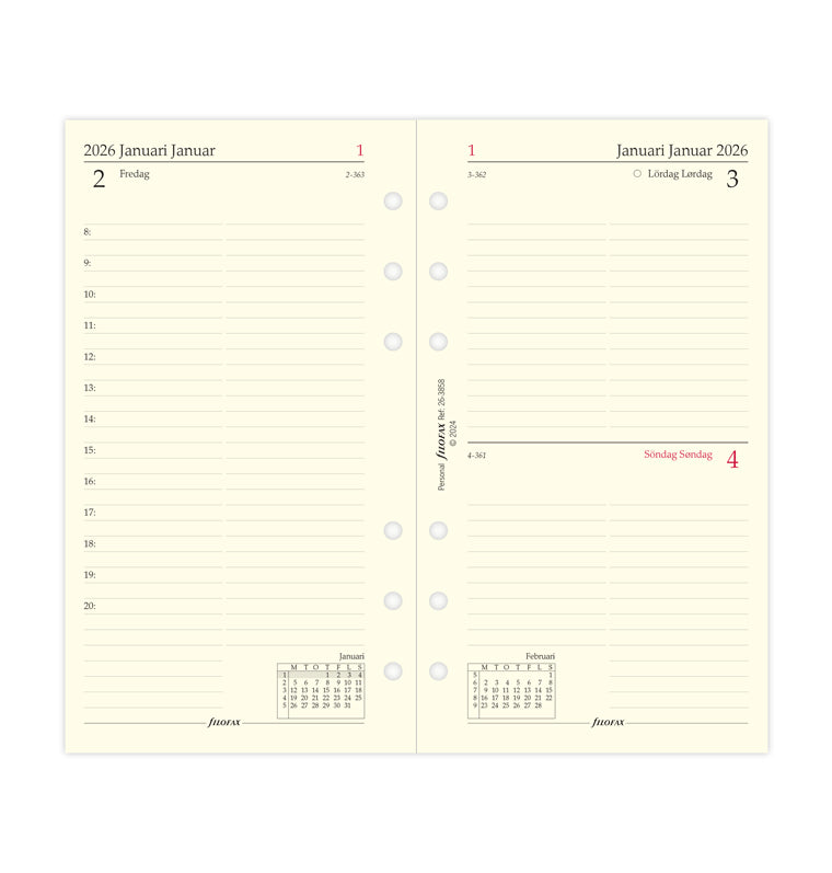 Filofax Dagbok, Dag per sida Svensk/ Dansk/ Norsk Personal 2026 26-3858