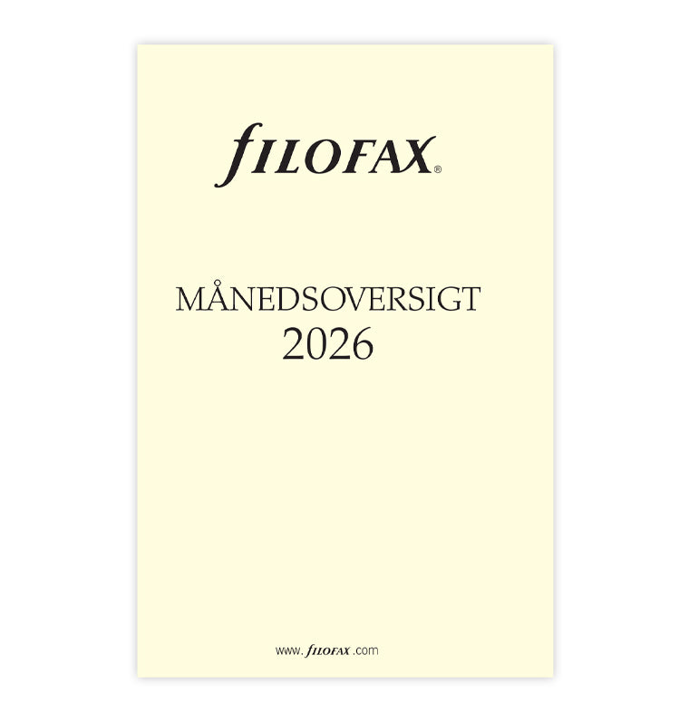 Filofax Månedsoversigt / Hæftet, Grå/Røde Faner Dansk Pocket 2026 26-3863