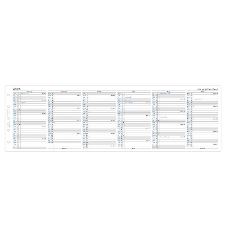 Vertical Year Planner - Mini 2026 English - 26-68102