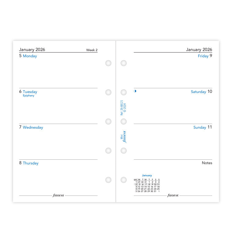 Filofax Refiller Vecka Per Uppslag Dagbok - Mini 2026 Engelsk 26-68121