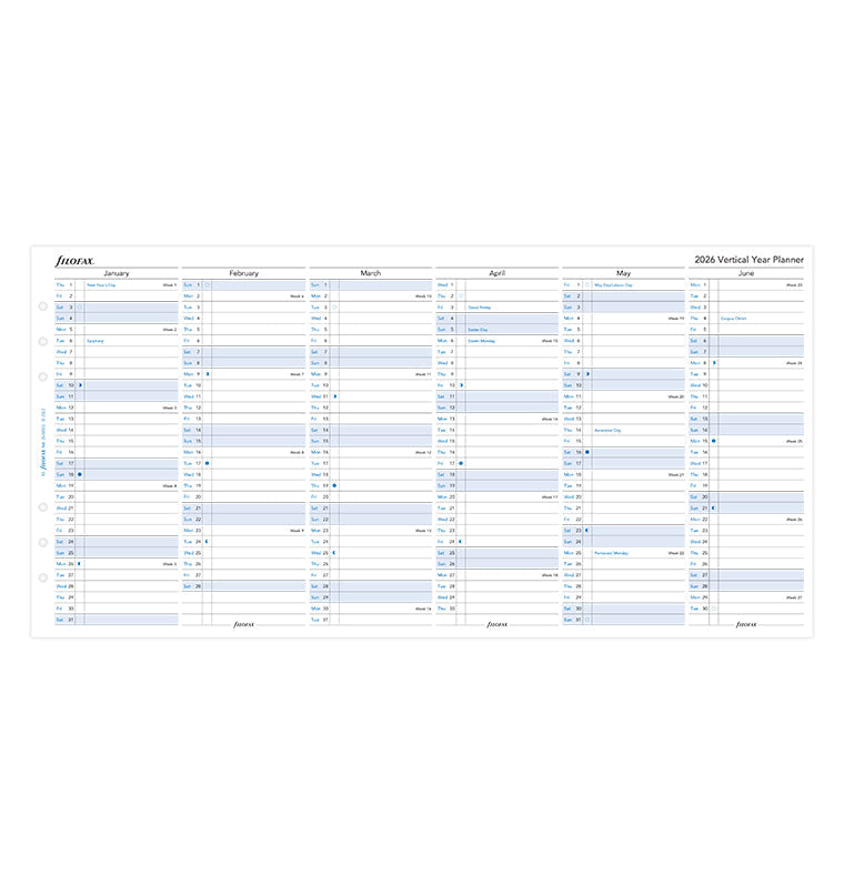Vertical Year Planner - A5 2026 English - 26-68501