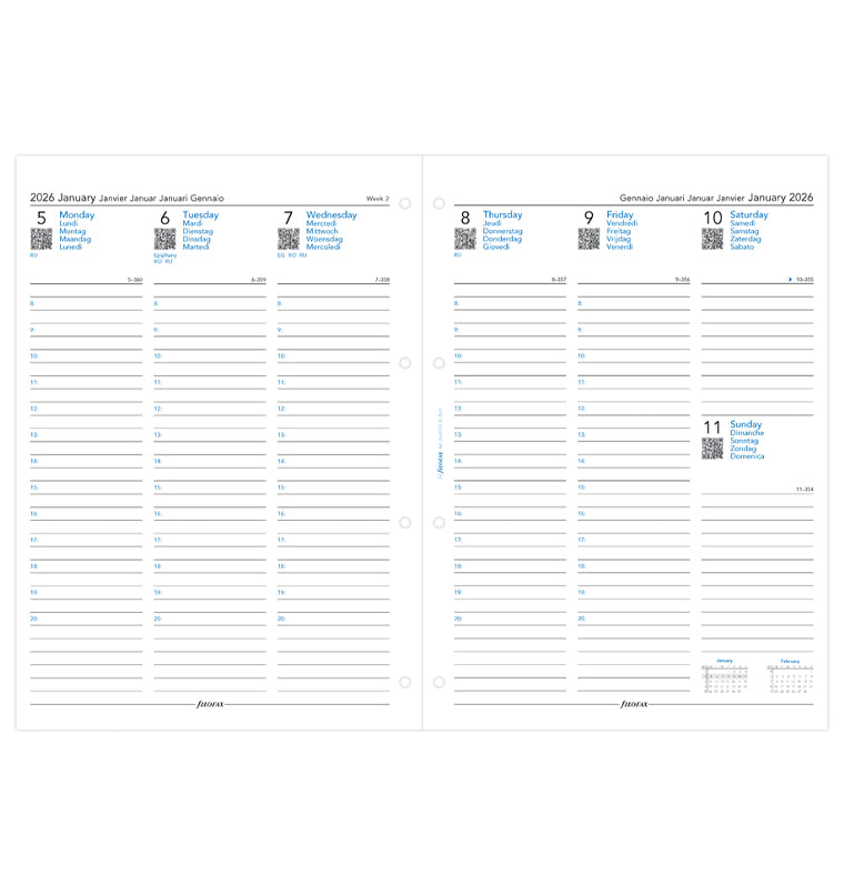 Filofax Refiller Dagbok 5-spr A4 2026 26-68714