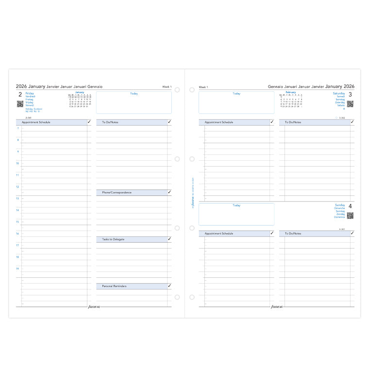 Filofax Refiller Dagbok 5-spr A4 2026 26-68719