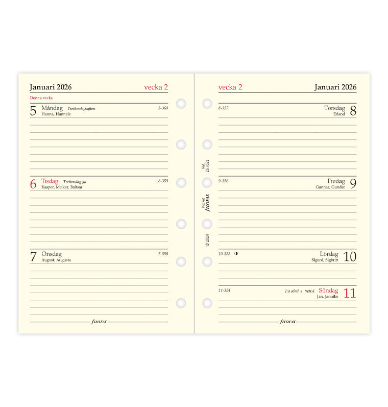 Filofax Dagbok Vecka Per Uppslag Svensk Pocket 2026 26-7621