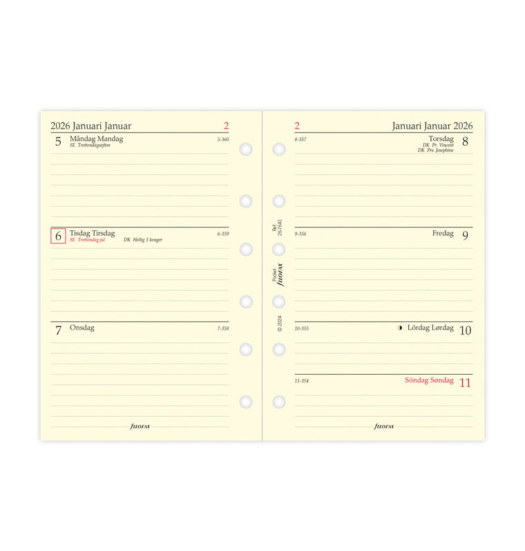 Filofax Dagbok/kalender Vecka per uppslag Svensk/ Dansk/ Norsk Pocket 2026 26-7641