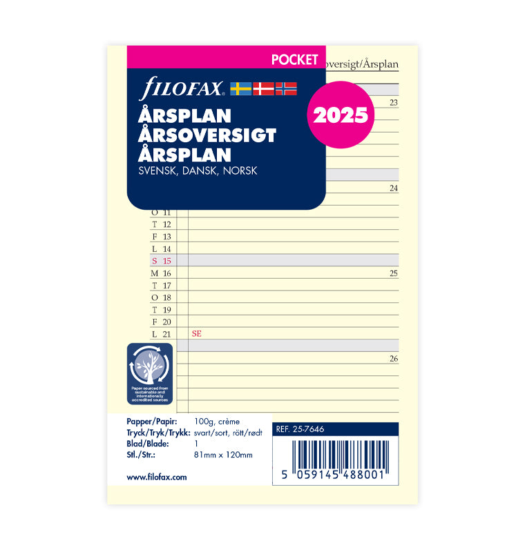 Årsplan Vertikal Svensk/ Dansk/ Norsk Pocket 2026