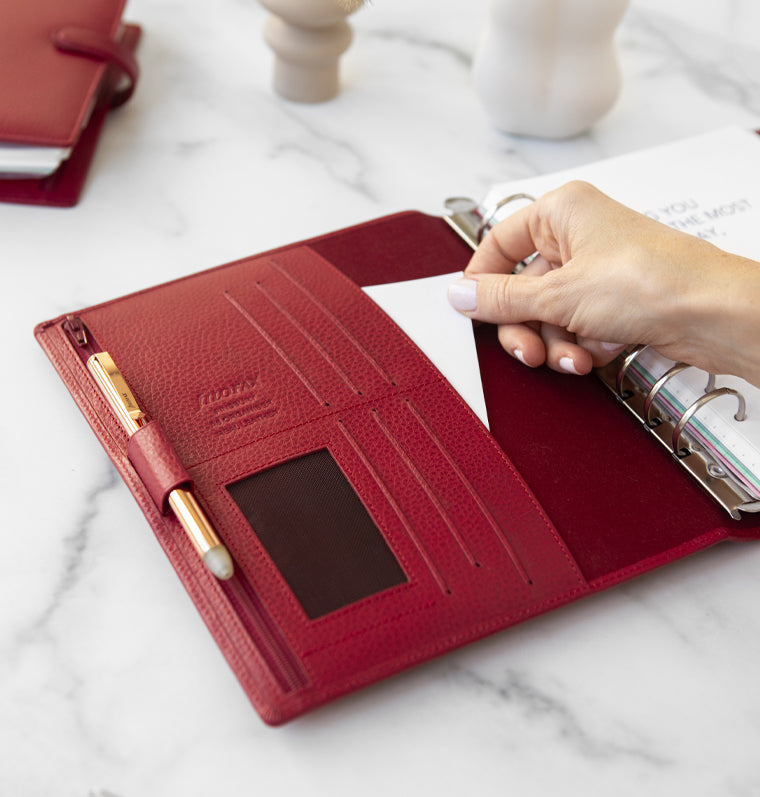 Finsbury A5 Leather Organiser Scarlet