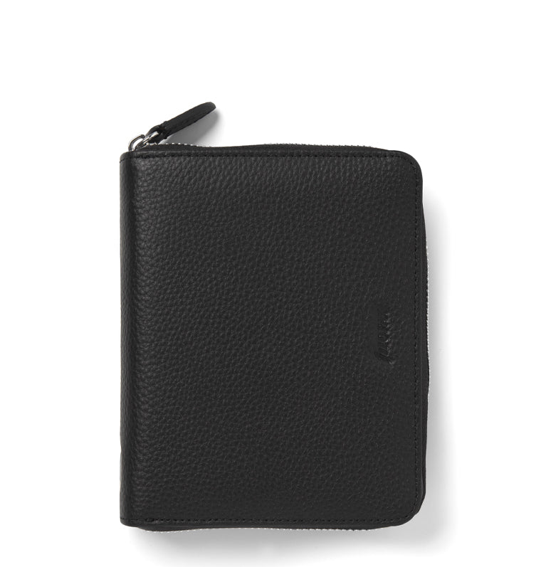 Norfolk Pocket Compact Zip Leather Organiser Black