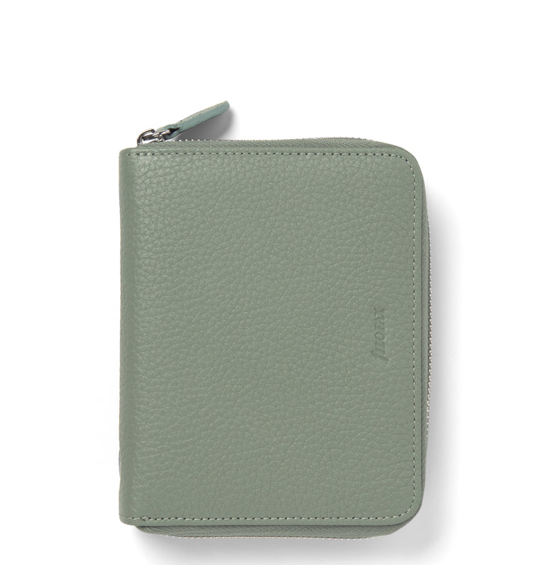 Norfolk Pocket Compact Zip Leather Organiser Sage