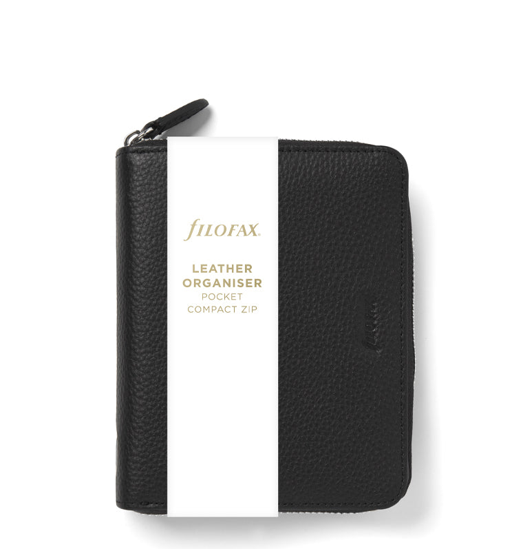 Norfolk Pocket Compact Zip Leather Organiser Black
