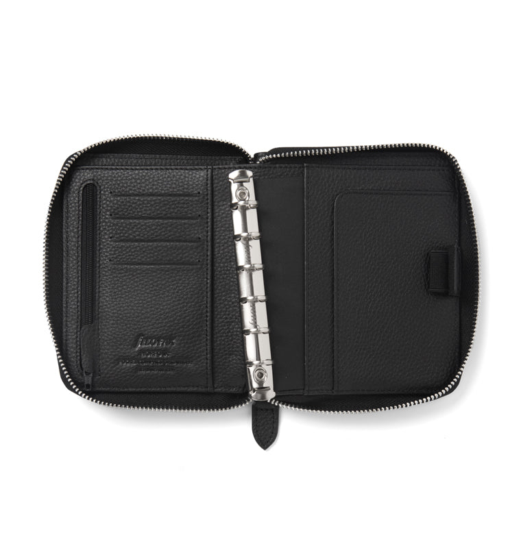 Norfolk Pocket Compact Zip Leather Organiser Black