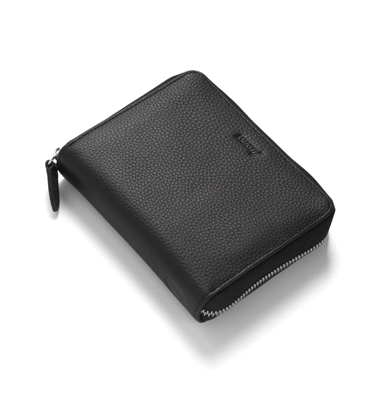 Norfolk Pocket Compact Zip Leather Organiser Black