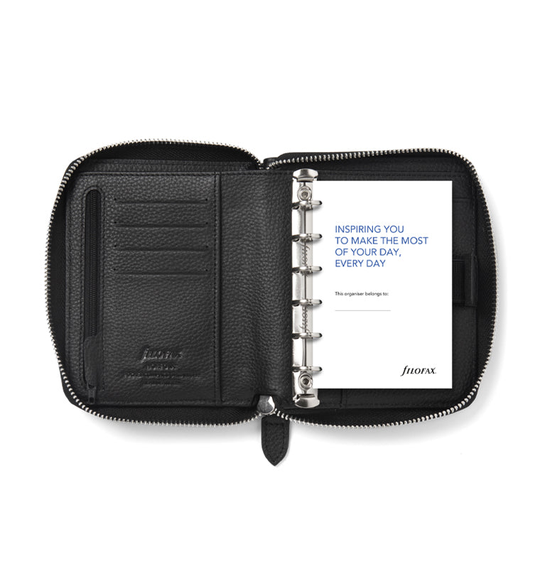 Norfolk Pocket Compact Zip Leather Organiser Black