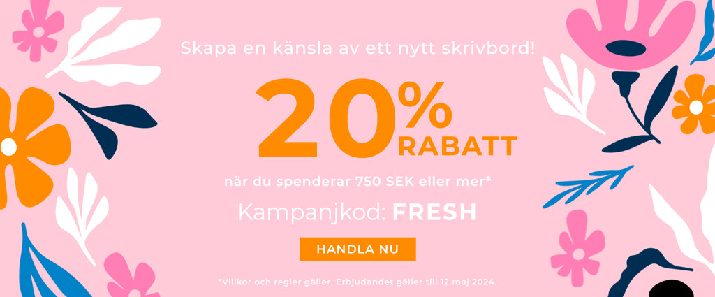 20% rabatt när du spenderar 750 SEK eller mer med kampanjkod: FRESH*