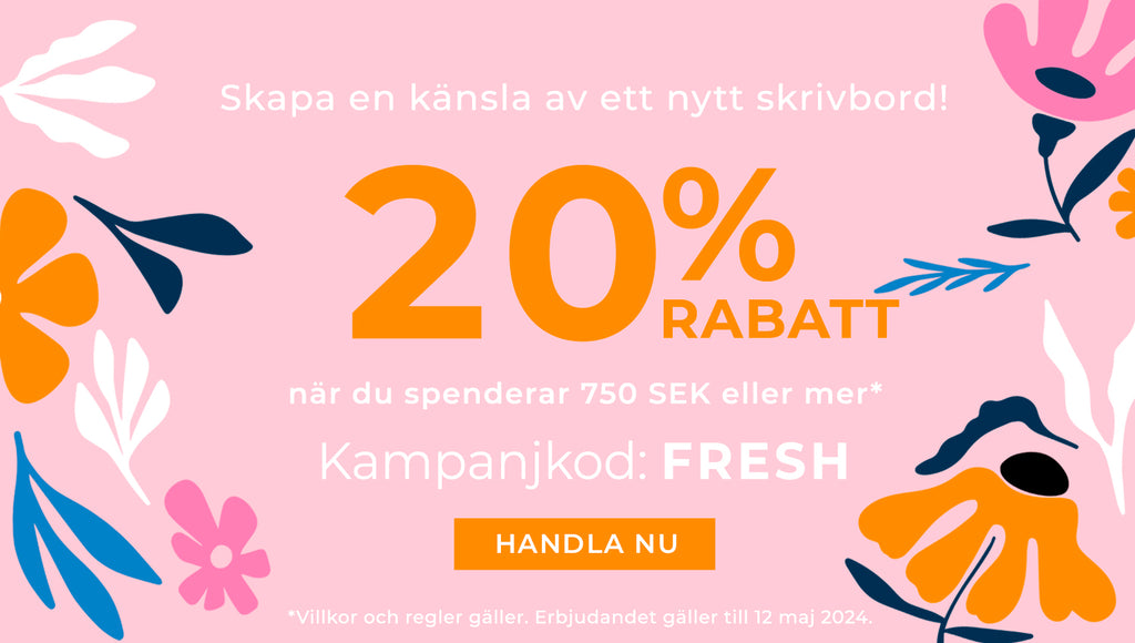 20% rabatt när du spenderar 750 SEK eller mer med kampanjkod: FRESH*