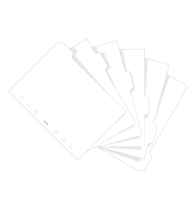 Filofax White A5 Dividers for organisers and Clipbook