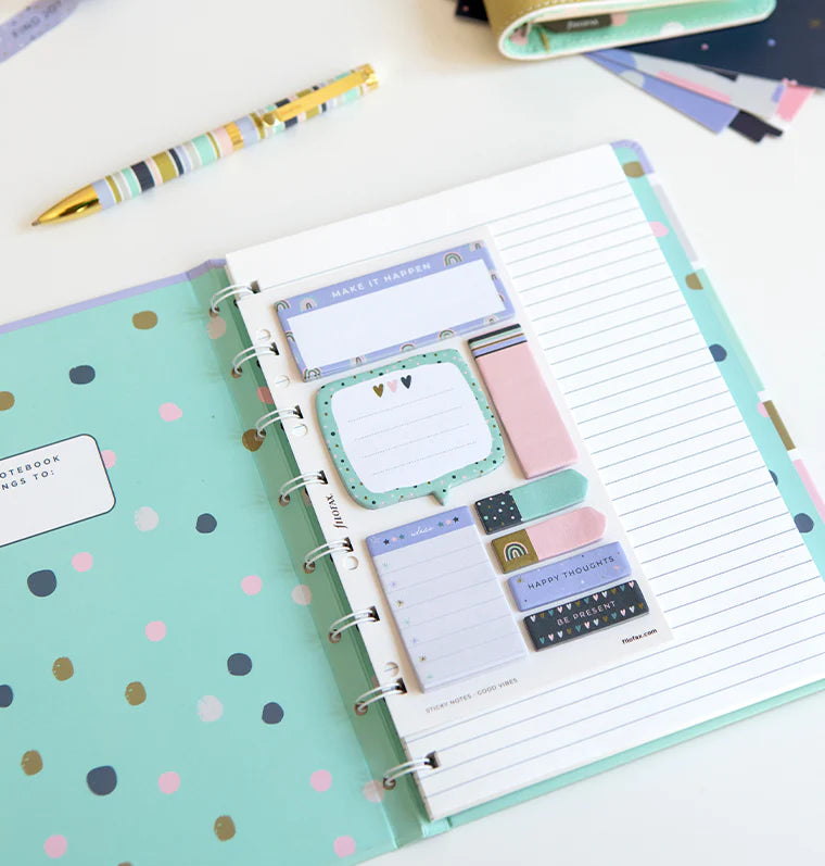 Filofax Sticky Notes in a Refillable Notebook - Good Vibes Stationery Collection