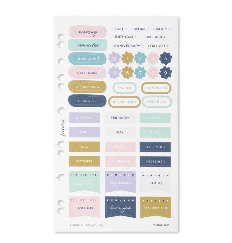 Good Vibes Stickers for Filofax Organisers and Refillable Notebooks